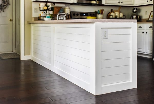 Kitchen Peninsula wrapped with shiplap in Household DIY Projects.