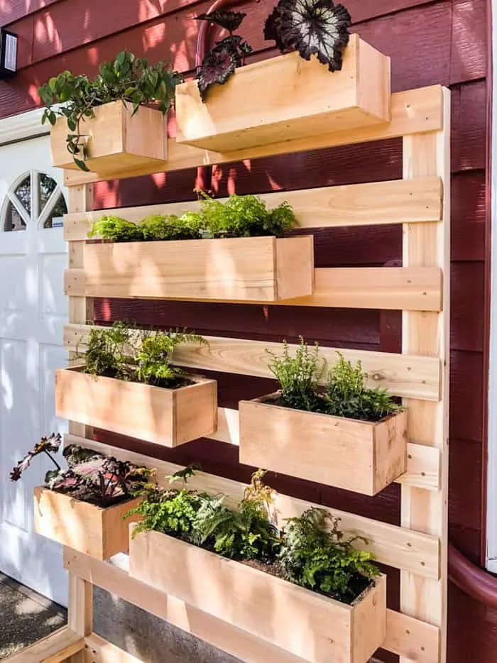 Vertical cedar wall planter outdoor diy projects for garden.