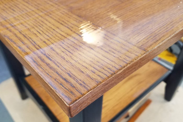 Top coat applied to diy industrial end table.