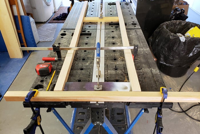 Plant Stand legs on work table held on with clamps