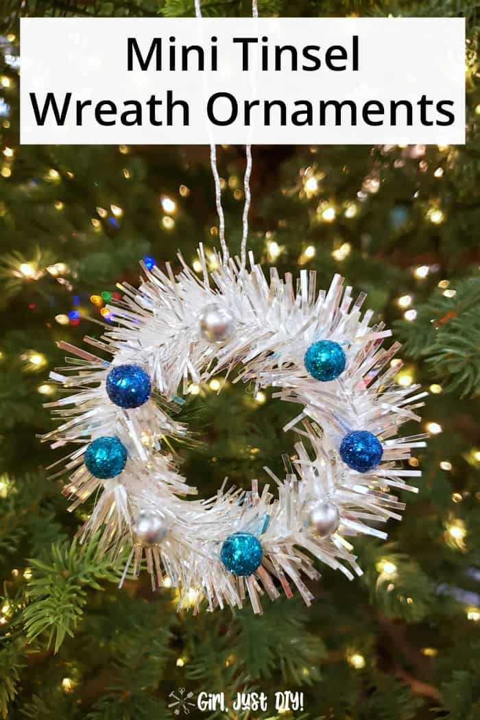 DIY Tinsel Mini Wreath Ornament Girl, Just DIY!