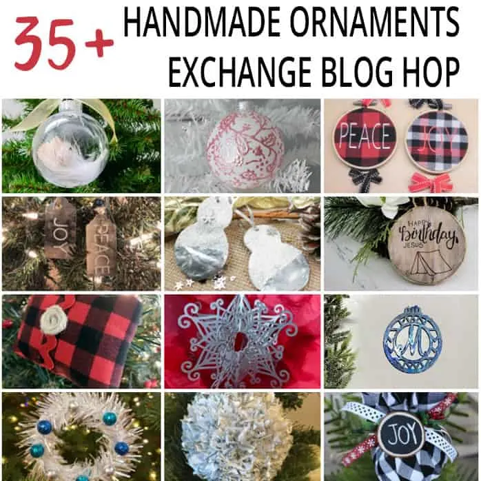 Mini collage of 12 handmade ornaments.