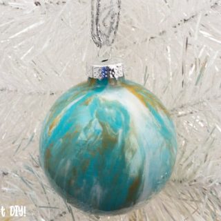 DIY Paint Pour Christmas Ornaments