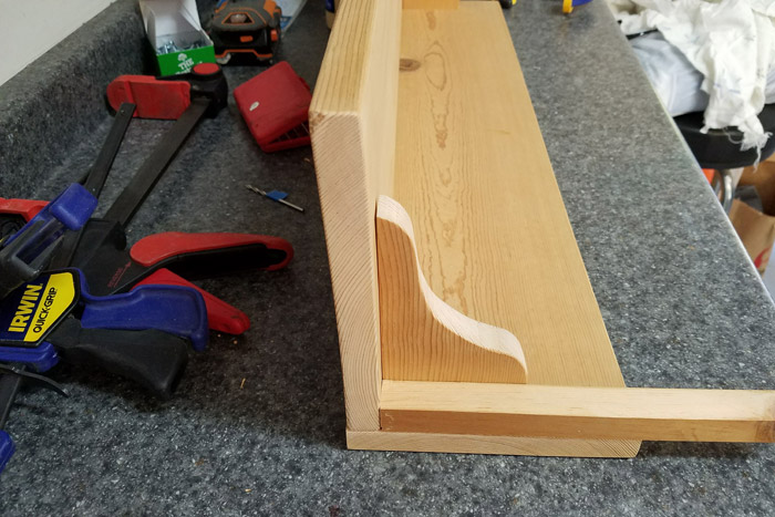 Attaching Corbels to the shelf using a wood spacer