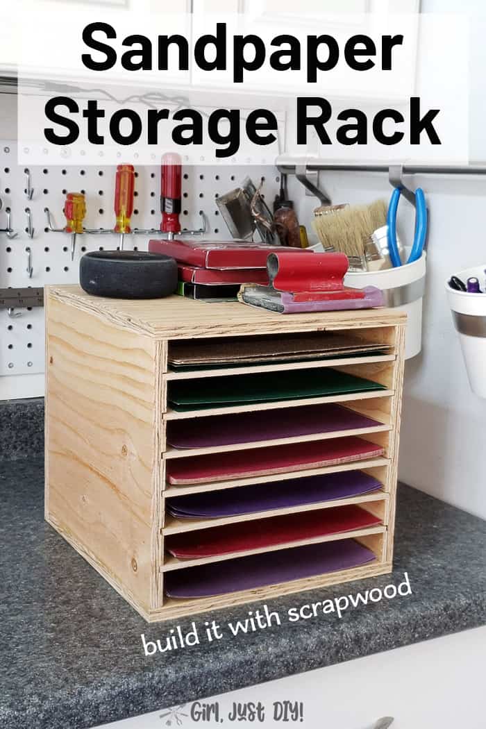 Sandpaper storage Rack DIY for Pinterest Pins
