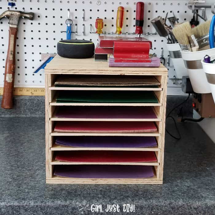 DIY Sandpaper storage rack