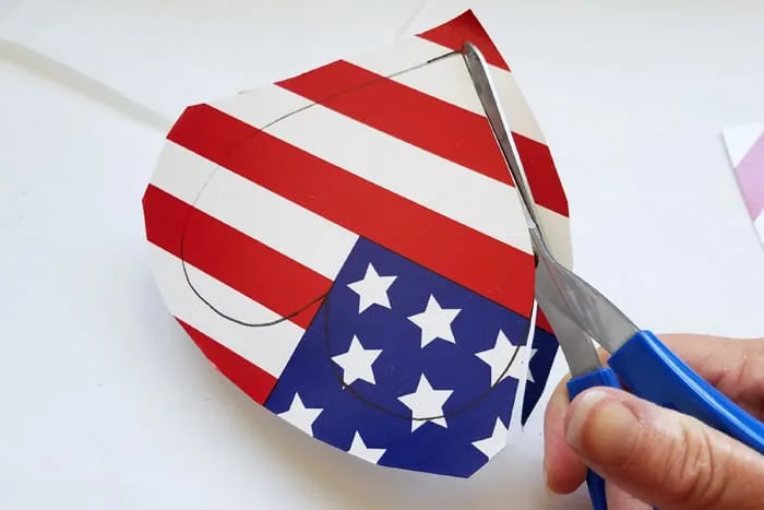 Cutting out heart shape from american flag plate