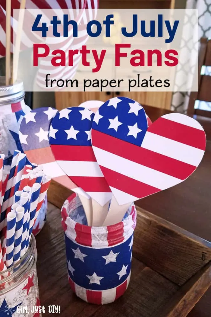 Paper plate fans in decorated jar with text overlay