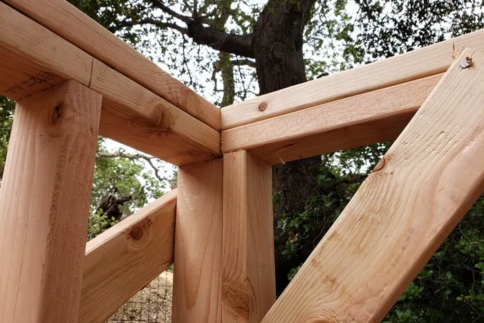 two stud walls connected together for the shed frame