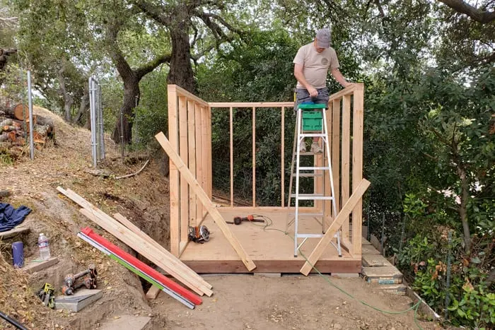 side and back walls erected for 8x10 shed