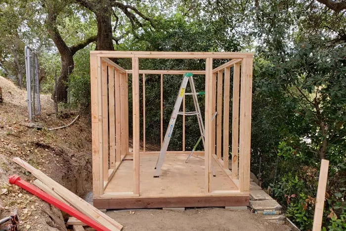 walls framed for 8x10 storage shed