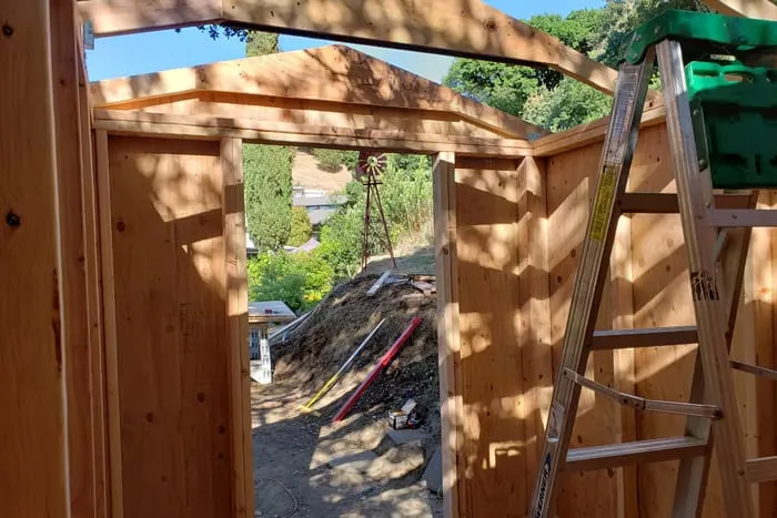 Inside the shed with full sided looking outside