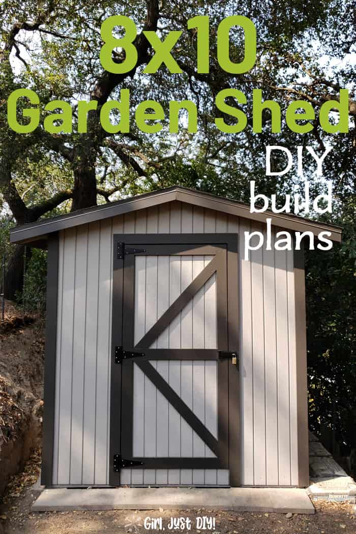 8x10 garden shed with some text overlay