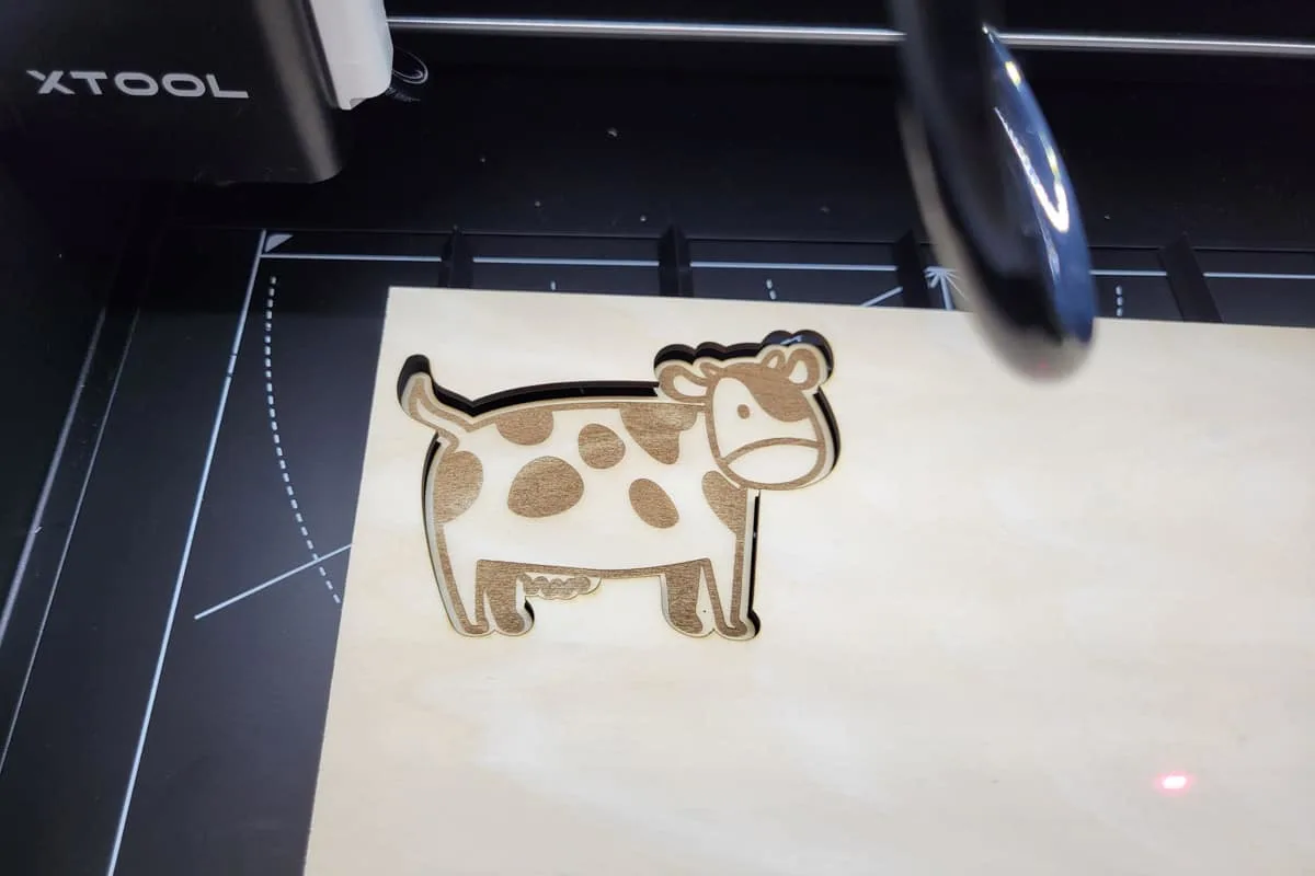 Laser cutout of a laser engraved cow